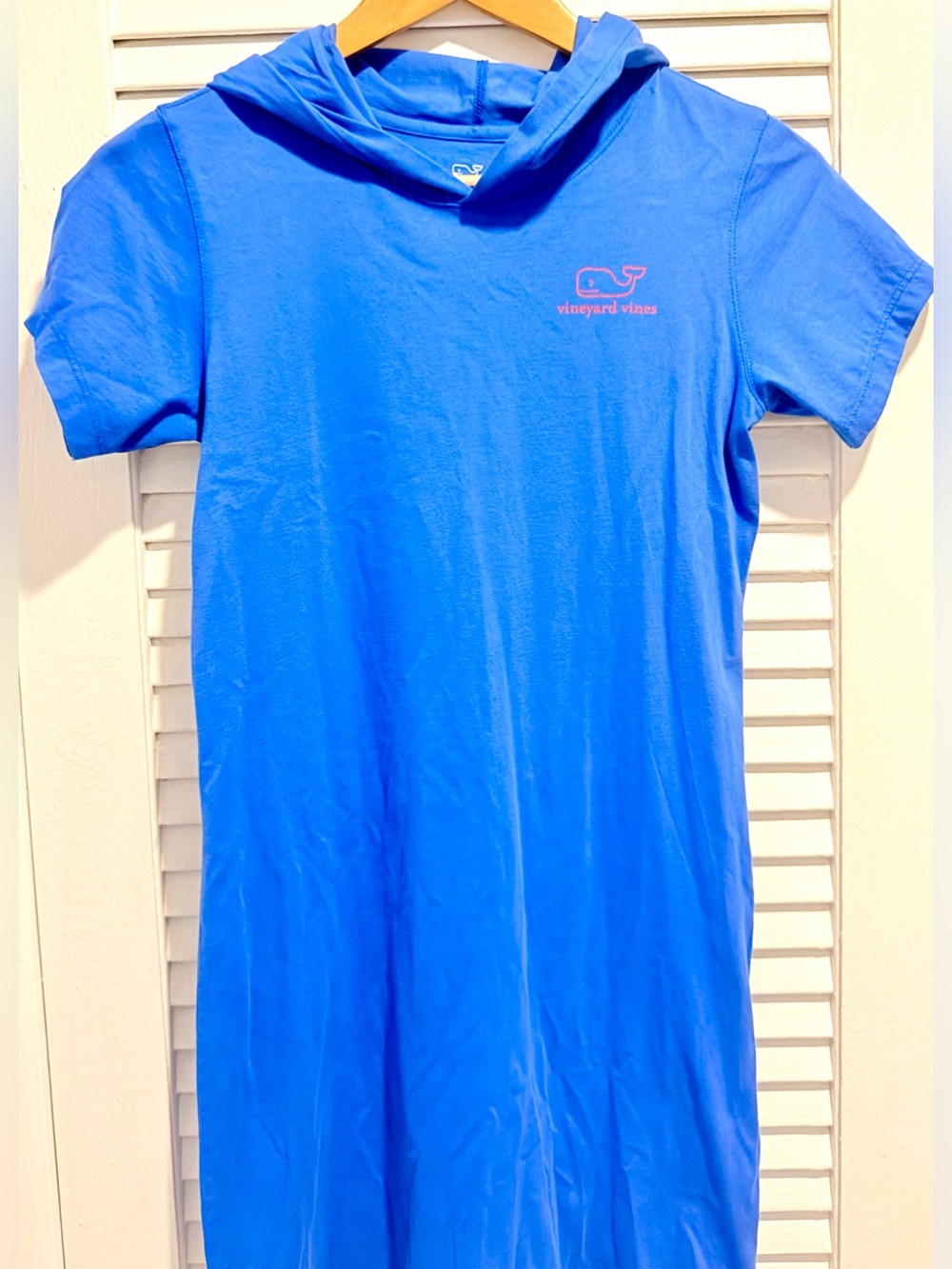 Vineyard Vines Girls SS Whale Graphic Hoodie Dress Tee Blue Sz Large 14